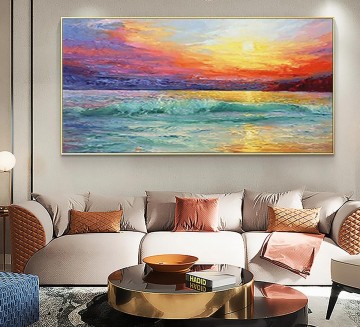  abstrakt - Abstrakte Sonnenaufgang Ozean Strandkunst Wanddekor Küste